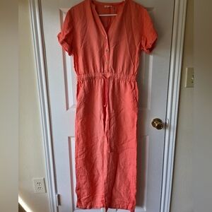 Elan Coral Jumpsuit S Short Sleeves Pink Orange